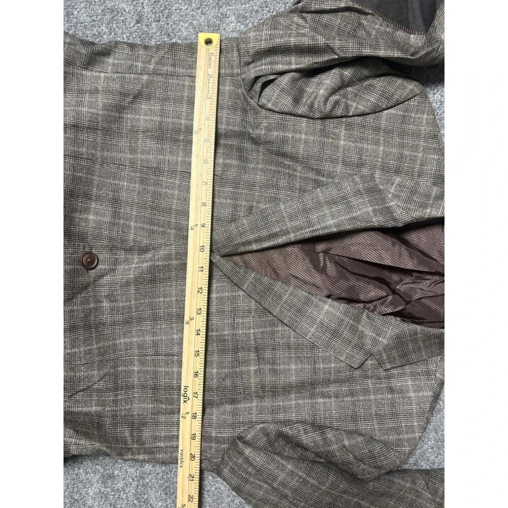 Hugo Boss Sport Coat Mens 42L Brown Check Wool Super 100 2 Btn Notch Tweed
